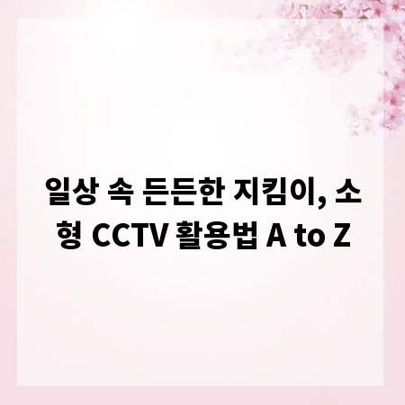 일상 속 든든한 지킴이, 소형 CCTV 활용법 A to Z