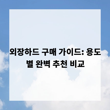 외장하드 구매 가이드: 용도별 완벽 추천 비교