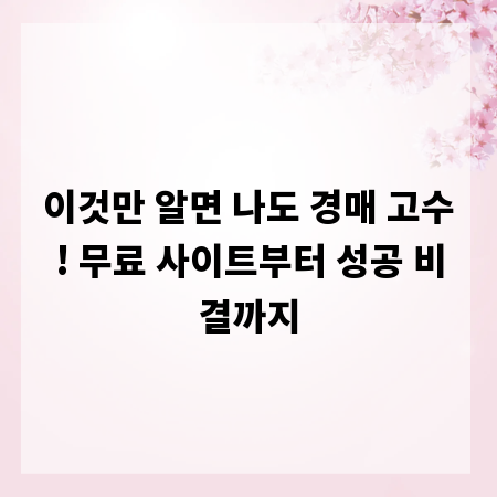 이것만 알면 나도 경매 고수! 무료 사이트부터 성공 비결까지