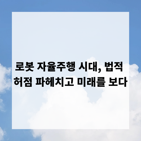 로봇 자율주행 시대, 법적 허점 파헤치고 미래를 보다
