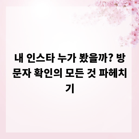 내 인스타 누가 봤을까? 방문자 확인의 모든 것 파헤치기