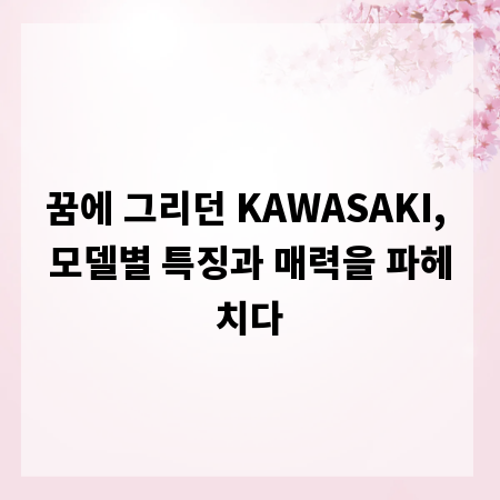 꿈에 그리던 KAWASAKI, 모델별 특징과 매력을 파헤치다