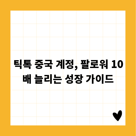 틱톡 중국 계정, 팔로워 10배 늘리는 성장 가이드