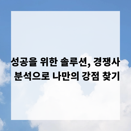 성공을 위한 솔루션, 경쟁사 분석으로 나만의 강점 찾기