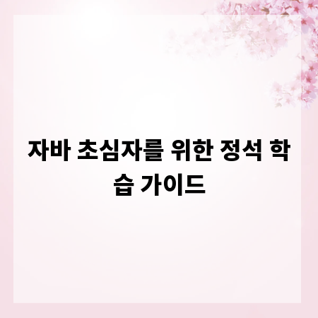 자바 초심자를 위한 정석 학습 가이드
