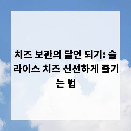 치즈 보관의 달인 되기: 슬라이스 치즈 신선하게 즐기는 법