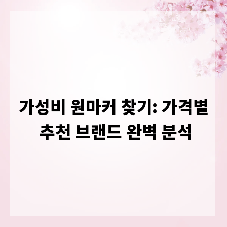 가성비 원마커 찾기: 가격별 추천 브랜드 완벽 분석