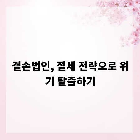 결손법인, 절세 전략으로 위기 탈출하기