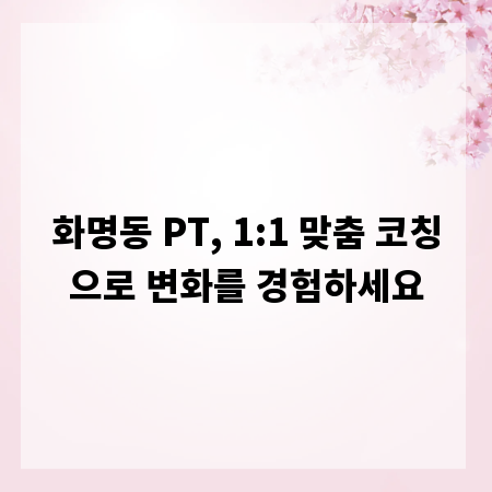 화명동 PT, 1:1 맞춤 코칭으로 변화를 경험하세요