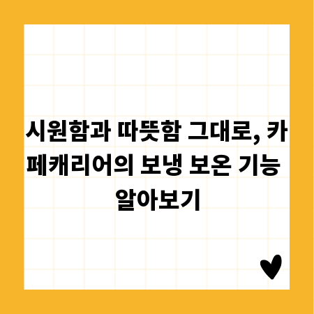 시원함과 따뜻함 그대로, 카페캐리어의 보냉 보온 기능 알아보기