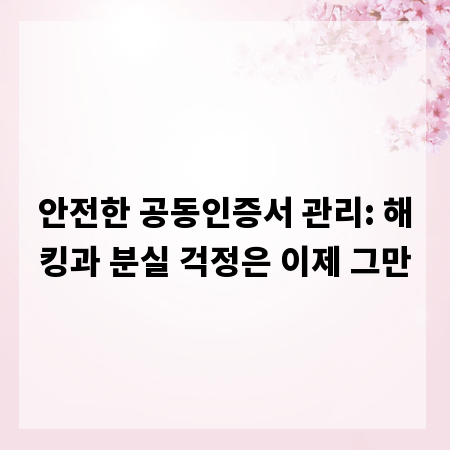 안전한 공동인증서 관리: 해킹과 분실 걱정은 이제 그만