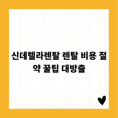 신데렐라렌탈 렌탈 비용 절약 꿀팁 대방출