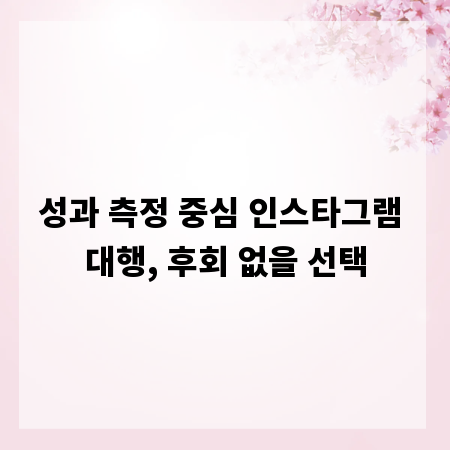 성과 측정 중심 인스타그램 대행, 후회 없을 선택