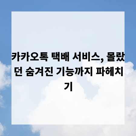 카카오톡 택배 서비스, 몰랐던 숨겨진 기능까지 파헤치기