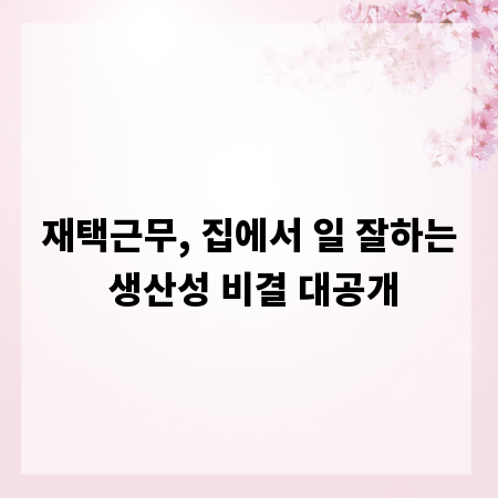 재택근무, 집에서 일 잘하는 생산성 비결 대공개