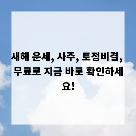 새해 운세, 사주, 토정비결, 무료로 지금 바로 확인하세요!