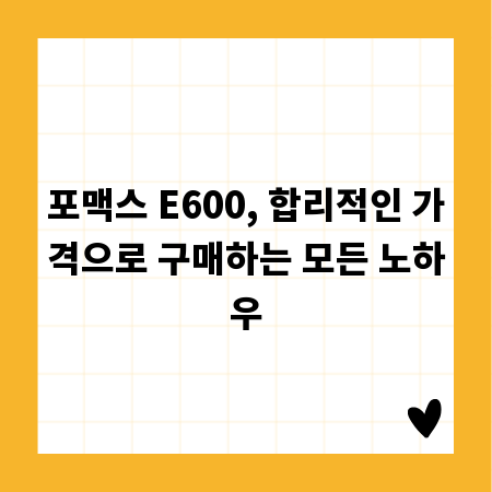 포맥스 E600, 합리적인 가격으로 구매하는 모든 노하우