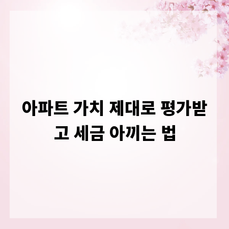 아파트 가치 제대로 평가받고 세금 아끼는 법