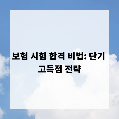 보험 시험 합격 비법: 단기 고득점 전략