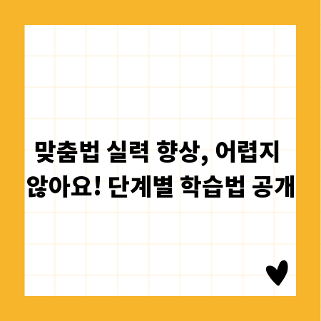 맞춤법 실력 향상, 어렵지 않아요! 단계별 학습법 공개