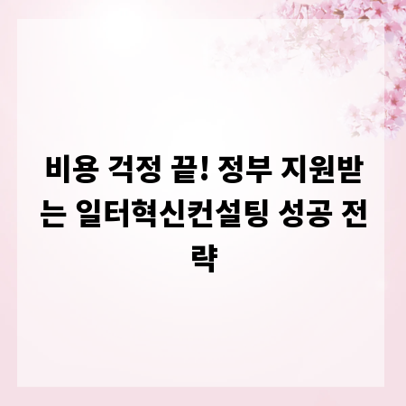비용 걱정 끝! 정부 지원받는 일터혁신컨설팅 성공 전략
