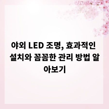 야외 LED 조명, 효과적인 설치와 꼼꼼한 관리 방법 알아보기