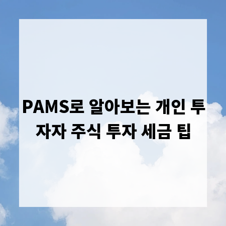 PAMS로 알아보는 개인 투자자 주식 투자 세금 팁