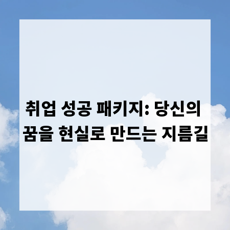 취업 성공 패키지: 당신의 꿈을 현실로 만드는 지름길