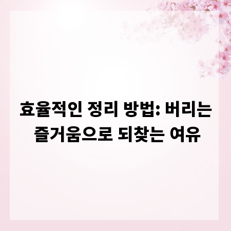 효율적인 정리 방법: 버리는 즐거움으로 되찾는 여유