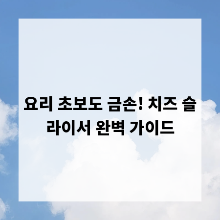 요리 초보도 금손! 치즈 슬라이서 완벽 가이드