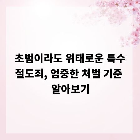 초범이라도 위태로운 특수절도죄, 엄중한 처벌 기준 알아보기