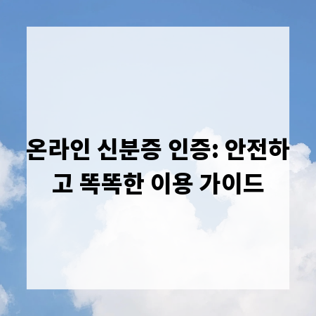 온라인 신분증 인증: 안전하고 똑똑한 이용 가이드