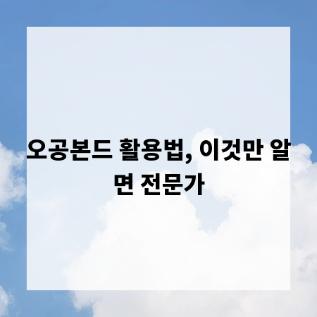 오공본드 활용법, 이것만 알면 전문가