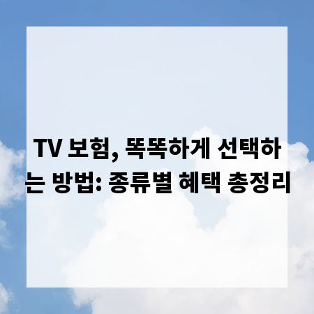 TV 보험, 똑똑하게 선택하는 방법: 종류별 혜택 총정리