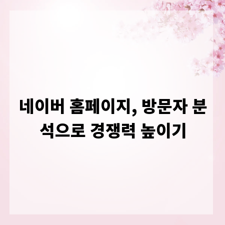 네이버 홈페이지, 방문자 분석으로 경쟁력 높이기