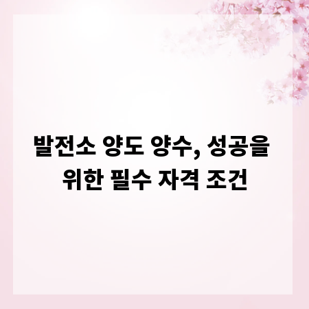 발전소 양도 양수, 성공을 위한 필수 자격 조건