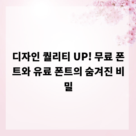 디자인 퀄리티 UP! 무료 폰트와 유료 폰트의 숨겨진 비밀
