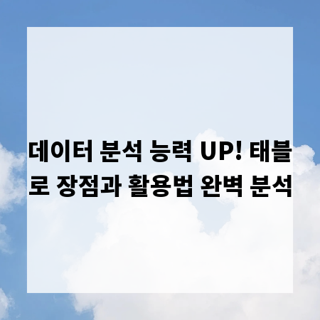 데이터 분석 능력 UP! 태블로 장점과 활용법 완벽 분석