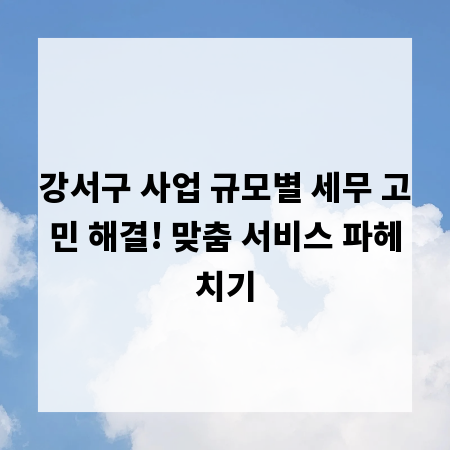 강서구 사업 규모별 세무 고민 해결! 맞춤 서비스 파헤치기