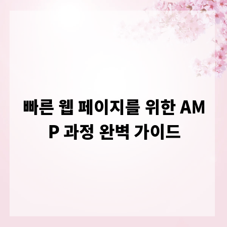 빠른 웹 페이지를 위한 AMP 과정 완벽 가이드