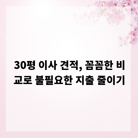 30평 이사 견적, 꼼꼼한 비교로 불필요한 지출 줄이기
