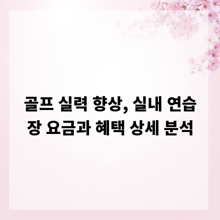 골프 실력 향상, 실내 연습장 요금과 혜택 상세 분석