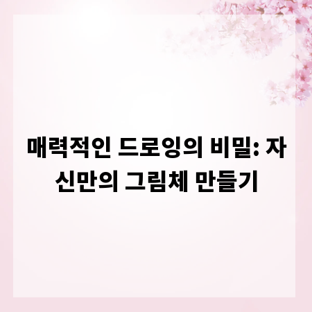 매력적인 드로잉의 비밀: 자신만의 그림체 만들기