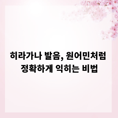 히라가나 발음, 원어민처럼 정확하게 익히는 비법