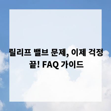 릴리프 밸브 문제, 이제 걱정 끝! FAQ 가이드
