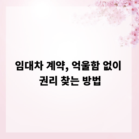 임대차 계약, 억울함 없이 권리 찾는 방법