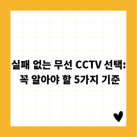 실패 없는 무선 CCTV 선택: 꼭 알아야 할 5가지 기준
