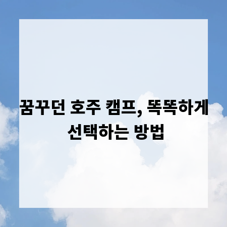 꿈꾸던 호주 캠프, 똑똑하게 선택하는 방법