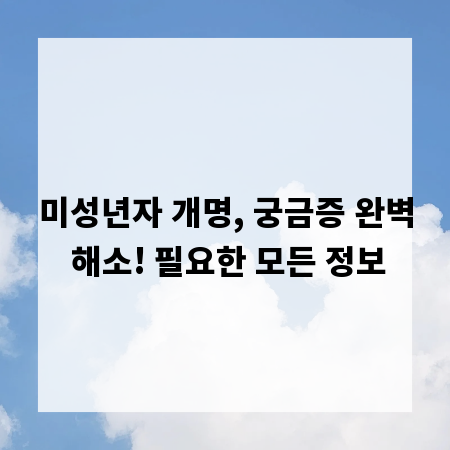 미성년자 개명, 궁금증 완벽 해소! 필요한 모든 정보
