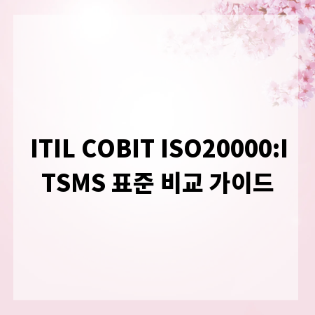 ITIL COBIT ISO20000:ITSMS 표준 비교 가이드